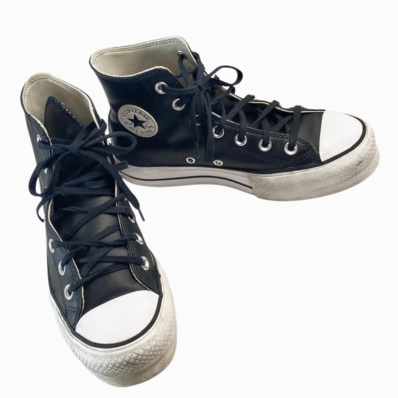 CONVERSE Chuck Taylor All Star Leather High Top Platform Sneaker (Women) Sz 6 - Picture 1 of 11